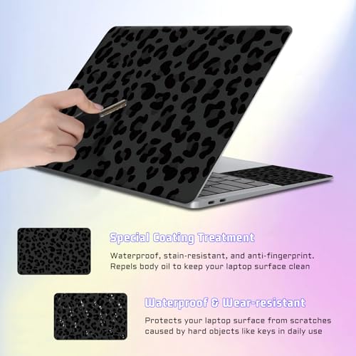Universal Laptop Skin Sticker Decal, Compatible with MacBook HP Dell Lenovo 12"-15.6", Reusable Vinyl Notebook Cover 3PCS Set, High-Recognition Film-Black Leopard Panther Cheetah Print - color: Black Leopard Panther Cheetah Print