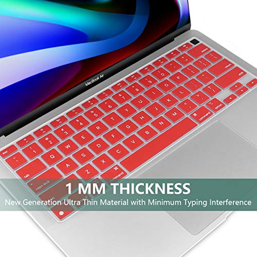 Batianda Premium Ultra Thin Keyboard Cover for MacBook Air 13 inch A2337 M1 Chip with Touch ID & Retina Display (2020 Release) Soft-Touch Protective Skin,Red - color: Red