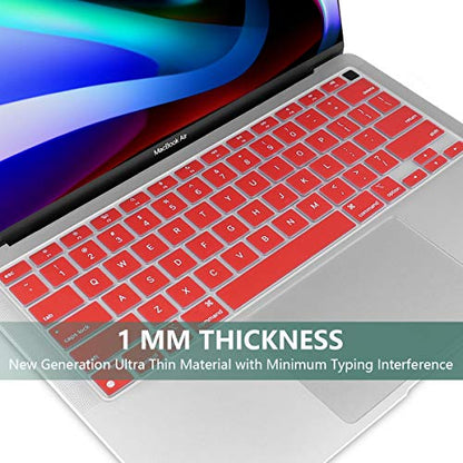 Batianda Premium Ultra Thin Keyboard Cover for MacBook Air 13 inch A2337 M1 Chip with Touch ID & Retina Display (2020 Release) Soft-Touch Protective Skin,Red - color: Red