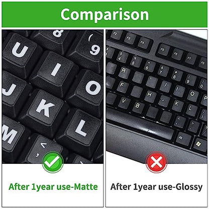 2PCS English Keyboard Stickers Replacement Letters, Full Size Big Letter QWERTY Keyboard Sticker Universal for PC Computer Laptop Desktop, Matte Keyboard Alphabet Stickers - color: English-full Keyboard(2PCS)