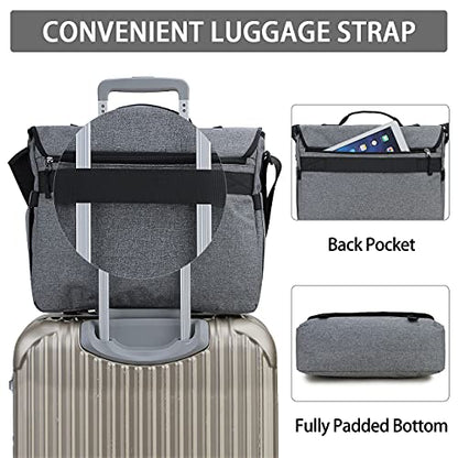 RAVUO Messenger Bag for Men, Water Resistant Lightweight Satchel 15.6 17 Inch Laptop Bags Shoulder Bookbag - color: 15.6 Inch-grey