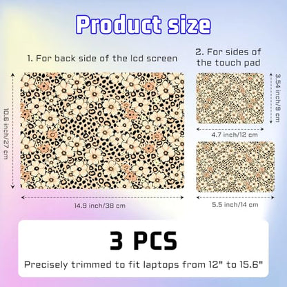 Universal Laptop Skin Sticker Decal, Compatible with MacBook HP Dell Lenovo 12"-15.6", Reusable Vinyl Notebook Cover 3PCS Set, High-Recognition Film-Leopard Print Florals - color: Leopard Print Florals