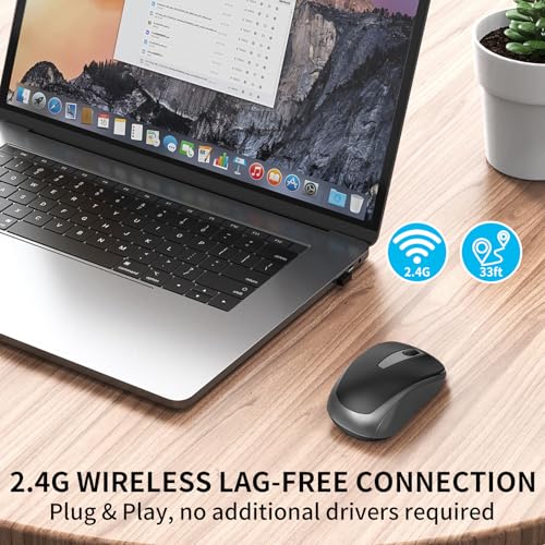 Small Ergonomics Wireless Mouse, Silent USB Cordless Computer Mouse, Black | Suitable for Small to Medium-Sized Hands, Quiet Clicking, Invisible Light Optical Tracking, for Laptop PC Tablet Windows Mac