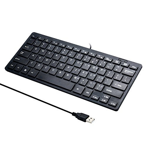 I Focus Mini 78 Keys Wired Keyboard - with Cover Computer keypad for Laptop MAC Windows 10/8 / 7 / Vista/XP(Black+Keyboard Film) - color: Black