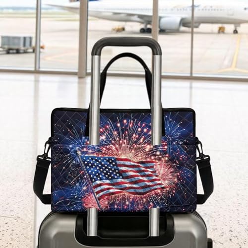 Laptop Sleeve, Laptop Cover with Adjustable Strap Computer Bag Tablet Notebook Sleeves Handbag Messenger Briefcase - color: American Flag Print