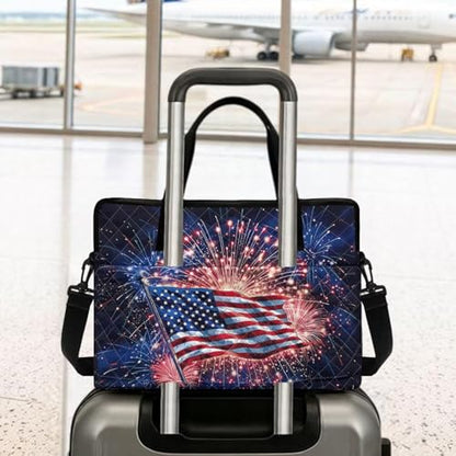 Laptop Sleeve, Laptop Cover with Adjustable Strap Computer Bag Tablet Notebook Sleeves Handbag Messenger Briefcase - color: American Flag Print