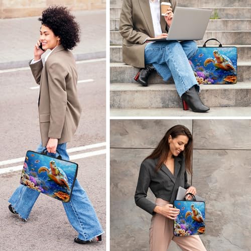 Laptop Bag,14 15 15.6 inch Laptop Case Sleeve,Computer Sleeve with Handle for Women Men,Carrying Case for MacBook,Dell,Lenovo,Notebook Computer,Sea Turtle Fish - color: Sea Turtle Fish