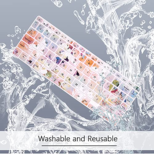 Silicone Keyboard Cover for ASUS VivoBook S14 S433 S435 M433 M413 X413 K413,VivoBook Flip 14,ZenBook 14 UX435 Q407IQ,14" E410 L410 ZenBook 14 UX435EG Q407IQ,Pink Water Color Flowers - color: Pink Water Color Flowers