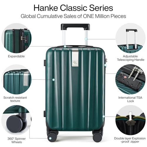 Hanke Expandable Hardshell Luggage Sets 3 piece Carry on Luggage with Wheels Suitcases Lightweight Checked Travel Luggage Rolling Large Suitcase Travel Luggage Bag Woman Men 20/24/29 IN,Blackish Green - color: Blackish Green, size: Expandable 3 Piece Set（