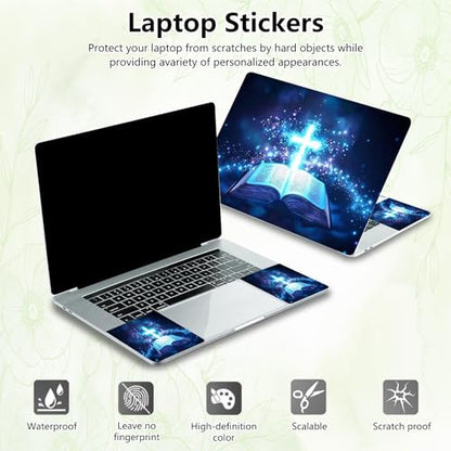 Laptop Skin Sticker Decal, Universal Reusable Vinyl Laptop Cover for 12" 13" 13.3" 14" 15" 15.4" 15.6" Notebook PC, Reusable Waterproof Scratch-Resistant with 2 Wrist Pads,Christian Cross Book - color: Christian Cross Book