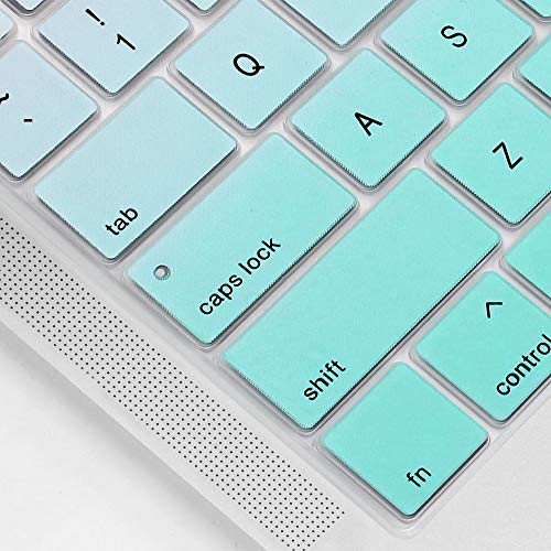 ProElife Keyboard Cover for MacBook Air 13-Inch with Touch ID A2337 M1 | Mint Ombre, U.S. Layout, Non-interference Design for ID Key, Dust-Proof, Silicone Protective Skin, Washable & Reusable - color: Mint Ombre