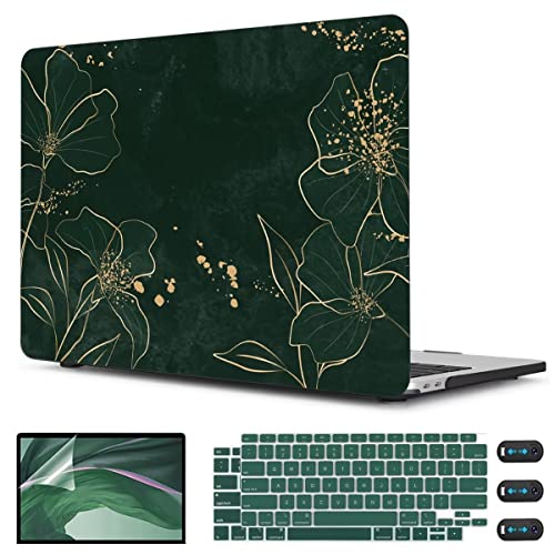 CISSOOK Case for MacBook Air 13 inch 2021 2020 2019 2018 | A2337 A2179 A1932 Hard Shell Case Keyboard Cover Screen Protector for MacBook Air 13 M1, Elegant Gold Lotus - color: Elegant Gold Lotus