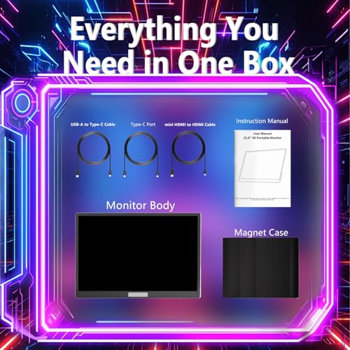 4K Portable Monitor, 15.6-inch, with Touchscreen, Ideal for Gaming | HDR Support | 100% sRGB | Lightweight Metal Portable Travel Monitor | Compatible with Laptops/PCs/Macs/PS5/PS4/Switch