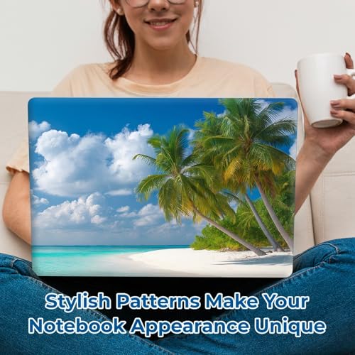 Reusable Universal Laptop Skin Sticker, Cut to Fit for 11.6–15.6 Inch Laptops, Waterproof Protective Film, No-Residue - Tropical Beach - color: Tropical Beach