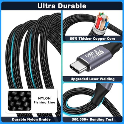 2 Pack USB C Extension Cable (20Gbps/240W/4K@60Hz/3.3Ft), USB 3.2 Gen 2,Usbc Extension Cable Compatible with iPhone 17 16 15,Pixel PSVR2, MacBook, Docking Station, Monitor, eGPU, SSD - size: 3.3Ft/1M（2Pack）