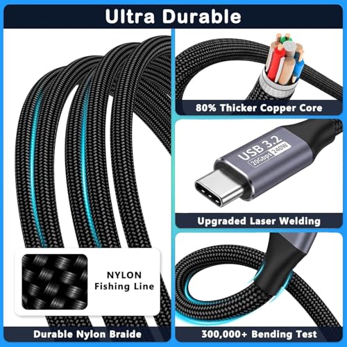 2 Pack USB C Extension Cable (20Gbps/240W/4K@60Hz/5Ft), USB 3.2 Gen 2,Usbc Extension Cable Compatible with iPhone 17 16 15,Pixel PSVR2, MacBook, Docking Station, Monitor, eGPU, SSD - size: 5Ft/1.5M（2Pack）