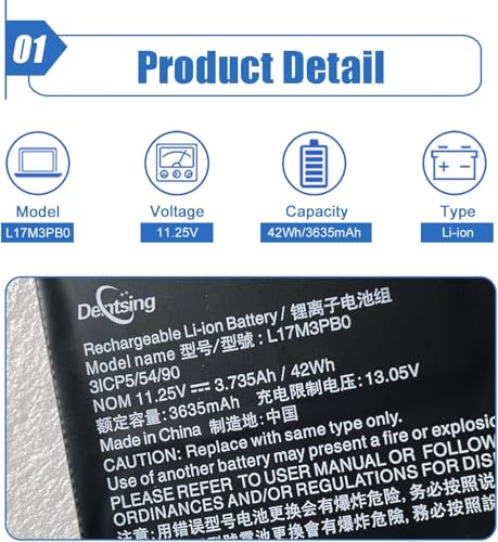 L17M3PB0 Laptop Battery Replacement for Lenovo Chromebook 100e 1st 2nd Gen | 11.25V 42Wh 3635mAh, For Chromebook 100e 300e 2nd Gen C340-11 S340-14 500e 1st 2nd Gen Series, L17C3PG0 L17L3PB0 L18D3PG1