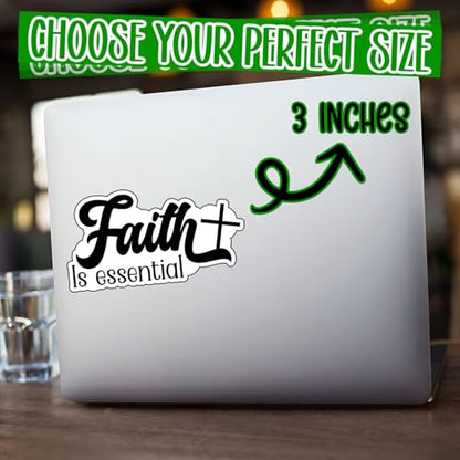 (3Pcs) Faith Is Essential Christian Sticker Waterproof Vinyl Decal Religious Cross Stickers Inspirational Faith Quote Decal Laptop Water Bottle Journal Bible Study Church Gifts Adults Teens 3x1.5 Inch - color: Faith is Essential