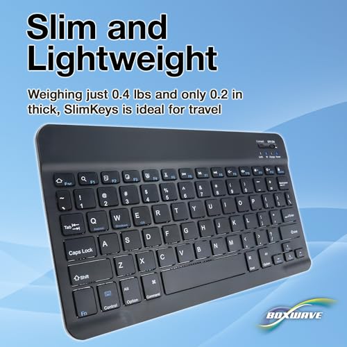 BoxWave Keyboard Compatible with Visual Land Prestige Elite 10QL - SlimKeys Bluetooth Keyboard, Portable Thin with Chiclet-Style Keys - Jet Black