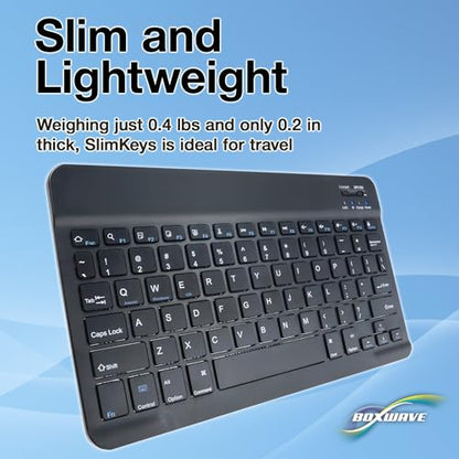 BoxWave Keyboard Compatible with Visual Land Prestige Elite 10QL - SlimKeys Bluetooth Keyboard, Portable Thin with Chiclet-Style Keys - Jet Black