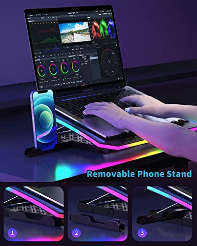 KeiBn 6 Fans & 8 Fans Blue Laptop Cooling Pad, Laptop Cooler for 15.6-17.3 Inch Laptops with 7 Height Stands, 2 USB Ports,10 RGB Modes