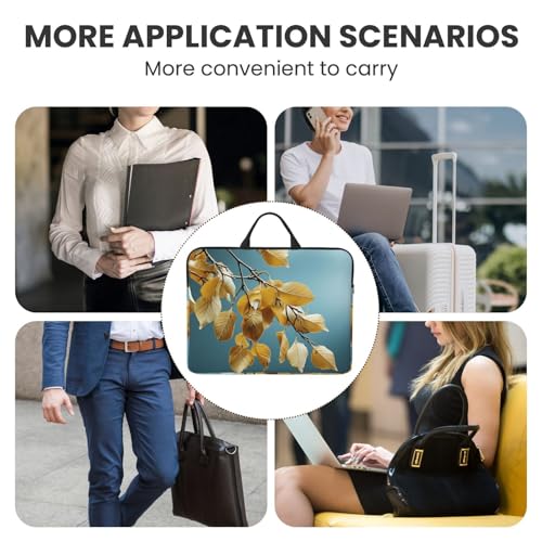 14 inch Laptop Sleeve with Handle Shockproof Laptop Bag Waterproof Computer Cover Bag Birch Leaves Briefcase
