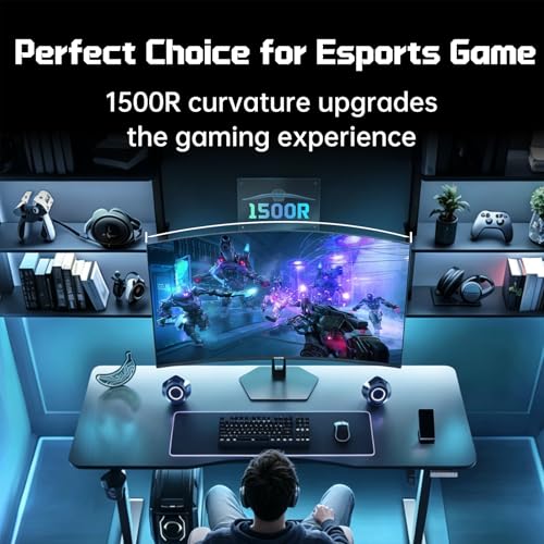 Hikers 27 Inch Curved Gaming Monitor 280Hz 240Hz 1ms 2K WQHD 1440P Computer Gaming Monitor, HDMI 2.1×2 & DP 1.4×1 Fast VA 5000:1 Contrast, 134% sRGB 1500R VESA (G27H1Q Pro Includes One HDMI 2.1 Cable) - size: 27