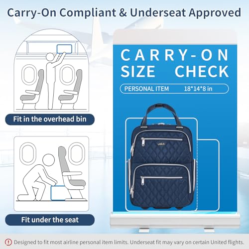 Underseat Carry On Luggage with Wheels, 17 inch Lightweight Overnight Soft Sided Personal Luggage Bag Carry-On Suitcase for Short Trip Travel Business, Blue - color: Blue