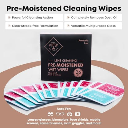 Eyeglass Cleaner Kit – (1) 1 oz Lens Cleaner Spray & (1) Microfiber Cloth with Pre-Moistened Lens Cleaning Wipes for Glasses, Screens & Sunglasses (26 Count)