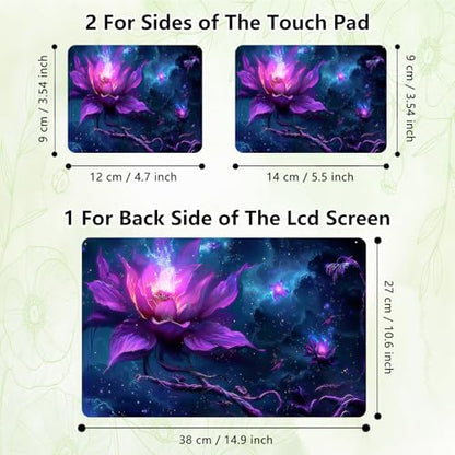 Laptop Skin Sticker Decal, Universal Reusable Vinyl Laptop Cover for 12" 13" 13.3" 14" 15" 15.4" 15.6" Notebook PC, Reusable Waterproof Scratch-Resistant with 2 Wrist Pads,Lotus Flowers Art - color: Lotus Flowers Art