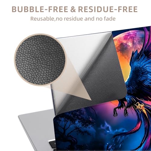 Universal Laptop Skin Sticker for 12/13/14/15.6 Inch Laptops, Reusable Vinyl Laptop Decal Cover, Waterproof Scratch Resistant Notebook Skin with 2 Wrist Pads,Majestic Phoenix - color: Majestic Phoenix