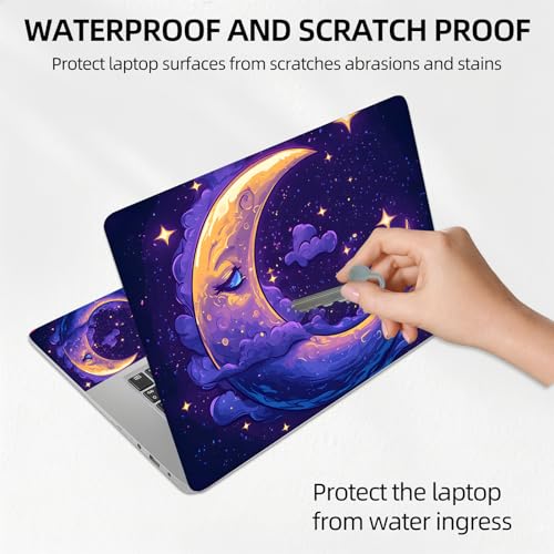 Purple Moon and Stars Night Sky Galaxy Universal Laptop Skin Sticker 3PCS,Protective Decal Trim-to-Fit 11.6" 13.3" 14" 15.6" Laptop Vinyl Cover,Removable Anti-Scratch Computer Decal Protector - color: Purple Moon and Stars Night Sky Galaxy