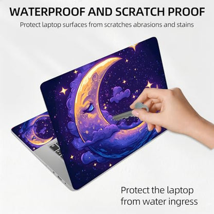 Purple Moon and Stars Night Sky Galaxy Universal Laptop Skin Sticker 3PCS,Protective Decal Trim-to-Fit 11.6" 13.3" 14" 15.6" Laptop Vinyl Cover,Removable Anti-Scratch Computer Decal Protector - color: Purple Moon and Stars Night Sky Galaxy