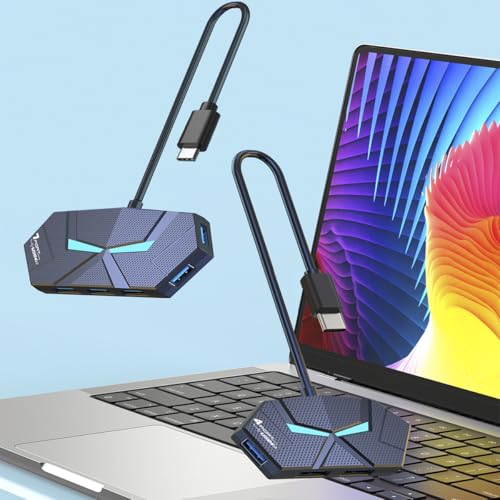 USB 3.0 Hub, 4-Port USB Hub, USB Splitter, USB Extender with Power Port for Laptop, PC, Xbox, Gamepad,Flash Drive, HDD, Console, Printer, Camera,Keyborad, Mouse,USB Fan - style: 4-port USB C
