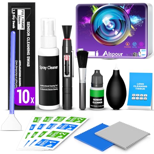 Camera Lens Cleaning Kit with Pro 10x Sensor Swabs, Sensor Cleaner, Compatible with Canon, Nikon, Sony mirrorless DSLR Camera (Enhanced Version)