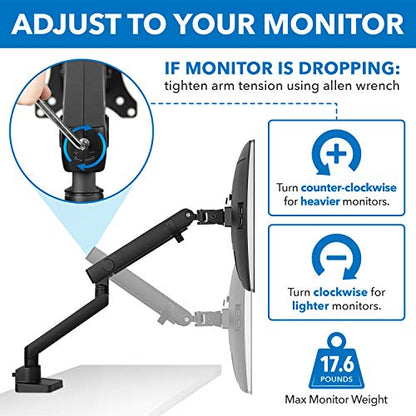 Mount-It! Dual Monitor Arm Desk Stand, 24-32" Screens | Premium articulating spring arms with height adjustment, fits two VESA 75/100 screens, C-clamp & grommet.
