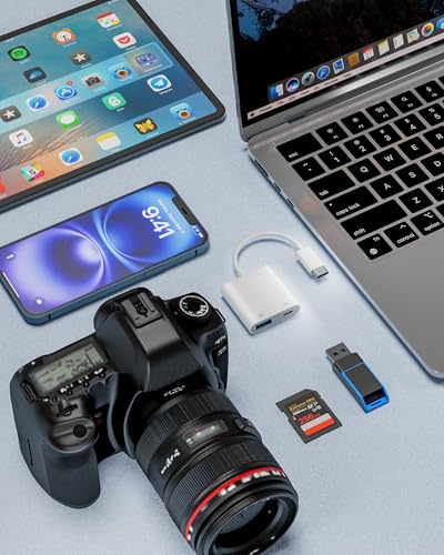 USB C to USB Camera Adapter with 30W PD Charging Port | OTG Cable, Compatible with iPhone 17/16/15 iPad Android, USB 3.0 Female, For Flash Drives Keyboards Mice