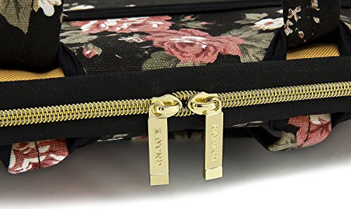 Black C Rose Patten water resistant Laptop Shoulder Messenger Bag Case Sleeve for 12 Inch 13 Inch Laptop,Laptop Briefcase - color: Black C Rose, size: 13-13.3 Inch