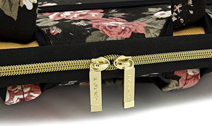Black C Rose Patten water resistant Laptop Shoulder Messenger Bag Case Sleeve for 12 Inch 13 Inch Laptop,Laptop Briefcase - color: Black C Rose, size: 13-13.3 Inch