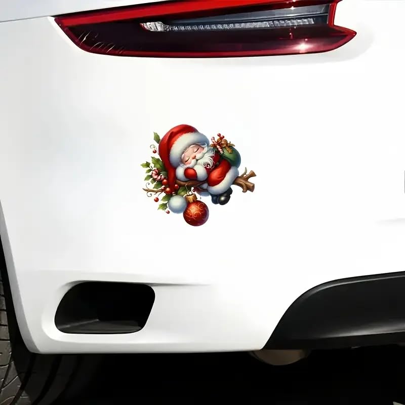 Cute Santa Claus PVC Vinyl Car Decals Stickers Waterproof Self-Adhesive Decals for Cars, Laptops, Trucks, Motorcycles Wall Window Luggage Scratch Cover Door Decor Sticker
