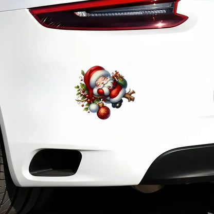 Cute Santa Claus PVC Vinyl Car Decals Stickers Waterproof Self-Adhesive Decals for Cars, Laptops, Trucks, Motorcycles Wall Window Luggage Scratch Cover Door Decor Sticker