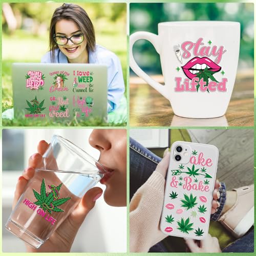 Rngmsi UV DTF Cup Wraps - 20 Sheets 420 Theme UV DTF Decals for 16 oz Glass Mugs, Tumblers, Weed Alien Lip Waterproof Rub on Transfer Stickers for DIY Wood Crafts - style: 420 Theme