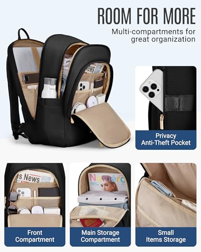 Travel Laptop Backpack for 17.3" laptop, Anti Theft Backpack with USB Charging Hole, Water Resistant College Bookbag, Large Capacity Computer Backpacks for Work, Black | Laptop Backpack, USB Charging Hole, Water Resistant, Large Capacity, College Bookbag