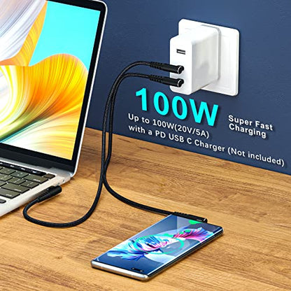 USB C to USB C Cable 100W 1ft 3 Pack 90 Degree Type C Cable Nylon Braided Right Angle USBC Fast Charging Cable Compatible with iPhone 15 16 17 Series, MacBook, iPad Pro, Galaxy S8 - S24, Pixel, LG
