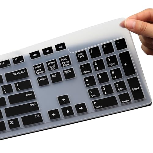 Keyboard Cover for Dell KM636 Wireless Keyboard & Dell KB216 Wired Keyboard & Dell Optiplex 5250 3050 3240 5460 7450 7050 & Dell Inspiron AIO 3475/3477/3670 All-in one Desktop Keyboard Skin-Black - color: Black