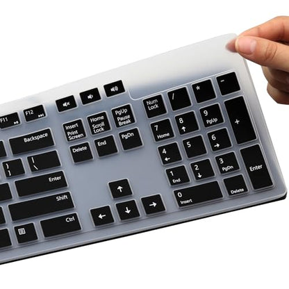 Keyboard Cover for Dell KM636 Wireless Keyboard & Dell KB216 Wired Keyboard & Dell Optiplex 5250 3050 3240 5460 7450 7050 & Dell Inspiron AIO 3475/3477/3670 All-in one Desktop Keyboard Skin-Black - color: Black