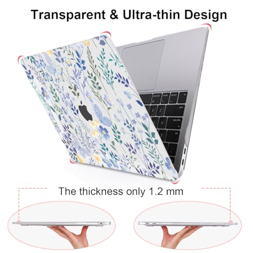 Compatible with 2021 2020 MacBook Air 13 inch Case M1 A2337 A2179 A1932 2018 2019 Release, Pattern Plastic Hard Shell Case & Keyboard Cover for Mac Air 13 Touch ID, Meadow Wildflower - color: Meadow Wildflower