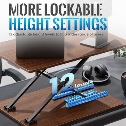 Standing Desk Converter, 25.16" × 15.75" Height Adjustable Laptop Stand for Desk, Sit Stand Monitor Stand, No Assembly Required for Home and Office Use (Natural Wood) - color: Natural Wood