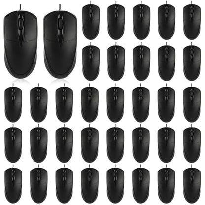 24 Pcs Black USB Wired Mouse 1200 DPI 3 Button Corded Computer Mice Right or Left Hand Use Computer Corded USB Mouse Bulk for PC Laptop Desktop Notebook Office School Classroom Use
