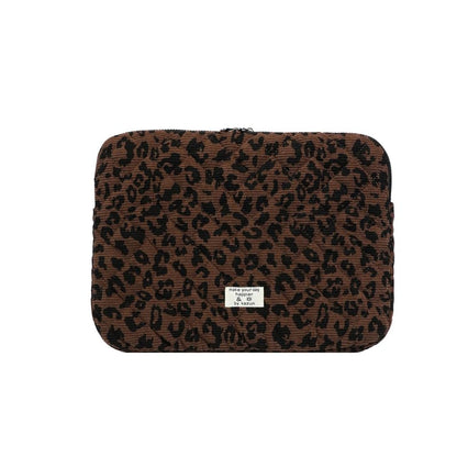 Cute Bow Puffy Laptop Sleeve 13-15 Inch Cute Quilted Laptop Protective Case Padded Bow Computer Sleeve for MacBook (Leopard Coffee, 15inch) - color: Leopard Coffee, size: 15inch